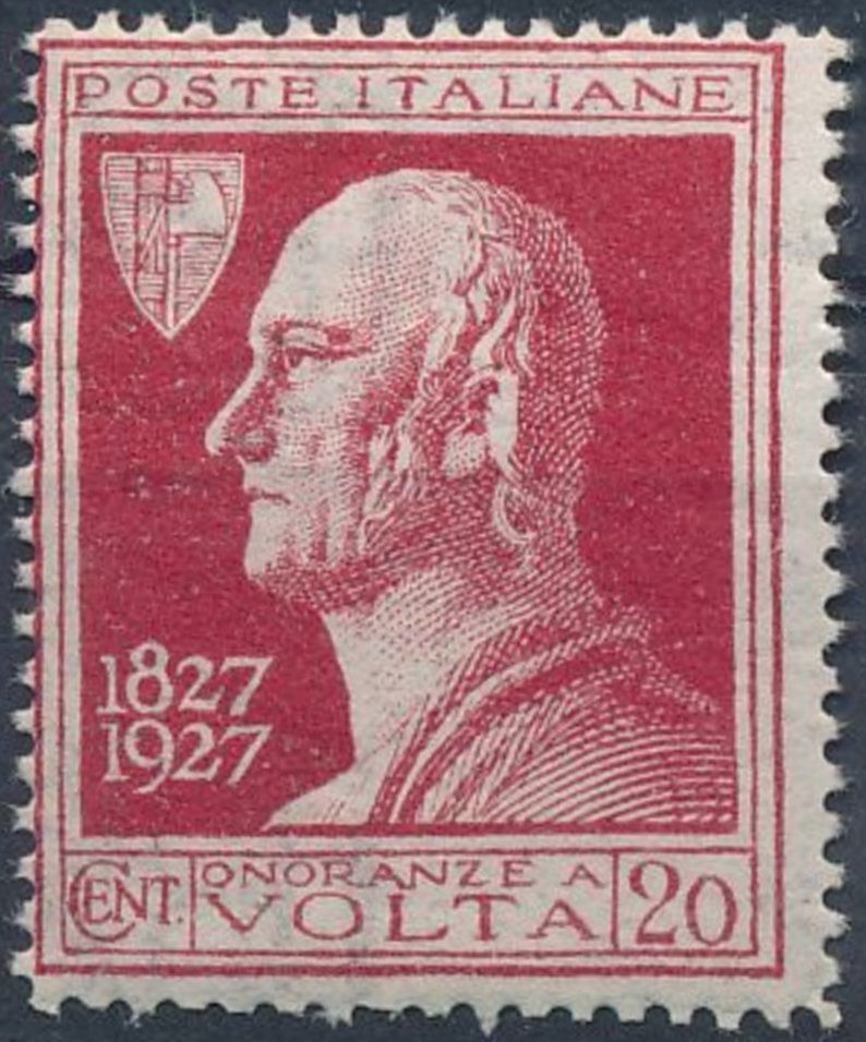 Train Stamps : Italy 1927 : Alessandro Volta : 20c 